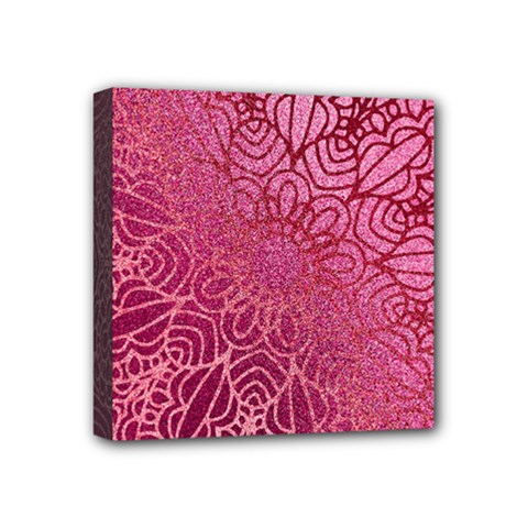 Pink Mandala Glitter Bohemian Girly Glitter Mini Canvas 4  X 4  (stretched) by Semog4