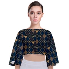 Background Non Seamless Pattern Tie Back Butterfly Sleeve Chiffon Top by Ravend