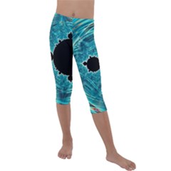 Fractal Abstract Background Kids  Lightweight Velour Capri Leggings  by Ravend
