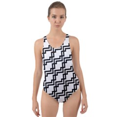 Pattern-monochrome-repeat Cut-out Back One Piece Swimsuit by Semog4