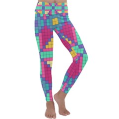 Checkerboard-squares-abstract--- Kids  Lightweight Velour Classic Yoga Leggings