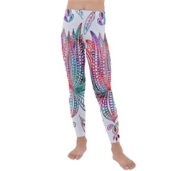 Lotus Feathers Boho Watercolor Kids  Lightweight Velour Leggings by Salman4z