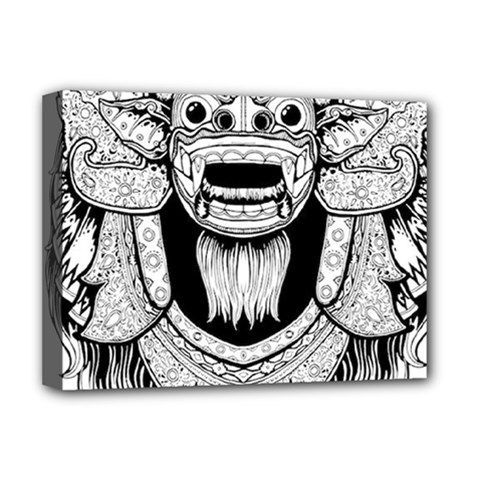 Balinese Art Barong Drawing Bali White Background People Deluxe Canvas 16  X 12  (stretched)  by Salman4z