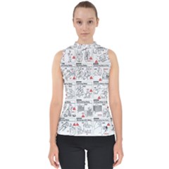 White Printer Paper With Text Overlay Humor Dark Humor Infographics Mock Neck Shell Top