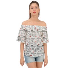 White Printer Paper With Text Overlay Humor Dark Humor Infographics Off Shoulder Short Sleeve Top by Salman4z