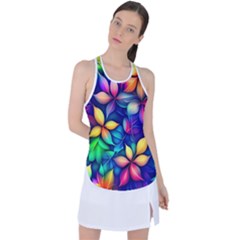 Ai Generated Artwork Leaves Nature Pattern Racer Back Mesh Tank Top by Jancukart