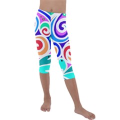 Crazy Pop Art - Doodle Circles   Kids  Lightweight Velour Capri Leggings  by ConteMonfrey