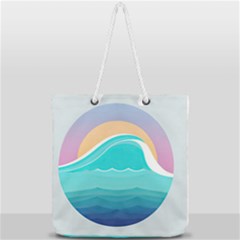 Tsunami Tidal Wave Wave Minimalist Ocean Sea Full Print Rope Handle Tote (large) by Wegoenart