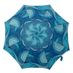 Ocean Waves Sea Abstract Pattern Water Blue Hook Handle Umbrellas (large) by Wegoenart