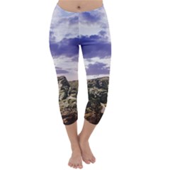 Mountain Snow Landscape Winter Capri Winter Leggings  by Celenk