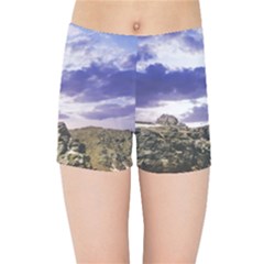 Mountain Snow Landscape Winter Kids  Sports Shorts by Celenk