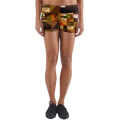 Abstract Experimental Geometric Shape Pattern Yoga Shorts by Uceng