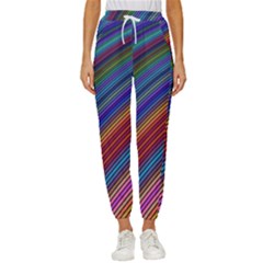 Multicolored Stripe Curve Striped Background Women s Cropped Drawstring Pants by Uceng