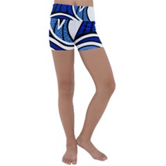 Print Water Waves Kids  Lightweight Velour Yoga Shorts