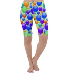Background Pattern Design Colorful Bubbles Cropped Leggings  by Ravend