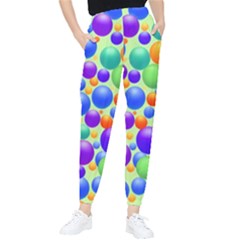 Background Pattern Design Colorful Bubbles Women s Tapered Pants by Ravend