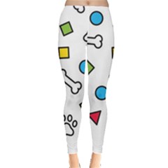 Dog Paw Seamless Pattern Footprint Bone Leggings  by Salman4z
