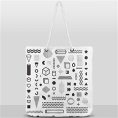 Pattern Hipster Abstract Form Geometric Line Variety Shapes Polkadots Fashion Style Seamless Full Print Rope Handle Tote (large) by Salman4z