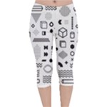 Pattern Hipster Abstract Form Geometric Line Variety Shapes Polkadots Fashion Style Seamless Velvet Capri Leggings 