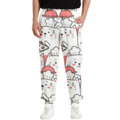 Cute Cat Chef Cooking Seamless Pattern Cartoon Men s Elastic Waist Pants by Salman4z