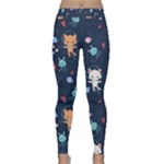 Cute-astronaut-cat-with-star-galaxy-elements-seamless-pattern Classic Yoga Leggings