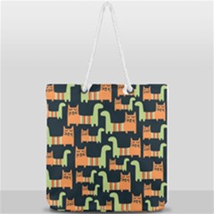 Seamless-pattern-with-cats Full Print Rope Handle Tote (large) by Salman4z