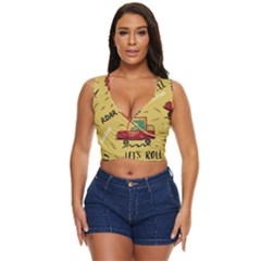 Childish-seamless-pattern-with-dino-driver Women s Sleeveless Wrap Top by Salman4z