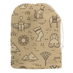 Egyptian-seamless-pattern-symbols-landmarks-signs-egypt Drawstring Pouch (3xl)