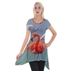 Birds Short Sleeve Side Drop Tunic