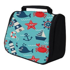 Seamless-pattern-nautical-icons-cartoon-style Full Print Travel Pouch (small)