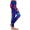 Cartoon-funny-aliens-with-ufo-duck-starry-sky-set Kids  Lightweight Velour Leggings View3