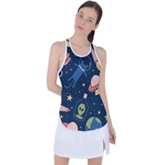 Seamless-pattern-with-funny-aliens-cat-galaxy Racer Back Mesh Tank Top by Salman4z