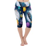 Spaceship-astronaut-space Lightweight Velour Cropped Yoga Leggings