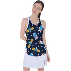 Seamless-adventure-space-vector-pattern-background Racer Back Mesh Tank Top by Salman4z