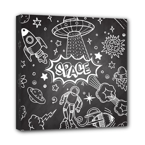 Vector-flat-space-design-background-with-text Mini Canvas 8  X 8  (stretched) by Salman4z