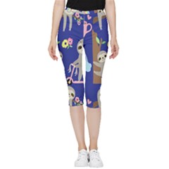 Hand-drawn-cute-sloth-pattern-background Inside Out Lightweight Velour Capri Leggings  by Salman4z