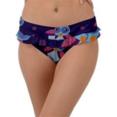 Owl-pattern-background Frill Bikini Bottoms