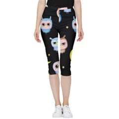 Cute-owl-doodles-with-moon-star-seamless-pattern Inside Out Lightweight Velour Capri Leggings  by Salman4z