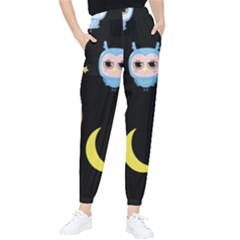 Cute-owl-doodles-with-moon-star-seamless-pattern Women s Tapered Pants by Salman4z