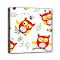 Seamless-pattern-vector-owl-cartoon-with-bugs Mini Canvas 6  x 6  (Stretched) View1