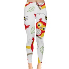 Seamless-pattern-vector-owl-cartoon-with-bugs Leggings  by Salman4z