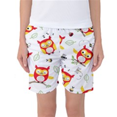Seamless-pattern-vector-owl-cartoon-with-bugs Women s Basketball Shorts by Salman4z