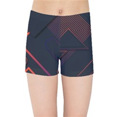 Gradient-geometric-shapes-dark-background-design Kids  Sports Shorts by Salman4z