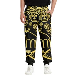 Golden-indian-traditional-signs-symbols Men s Elastic Waist Pants by Salman4z