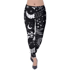 Vector-set-sketch-drawn-with-space Velvet Leggings by Salman4z