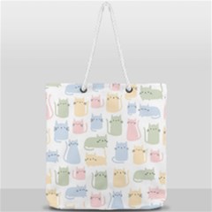 Cute-cat-colorful-cartoon-doodle-seamless-pattern Full Print Rope Handle Tote (large) by Salman4z