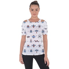 Insects-icons-square-seamless-pattern Shoulder Cut Out Short Sleeve Top by Salman4z