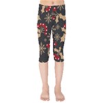 Christmas Pattern With Snowflakes Berries Kids  Capri Leggings 
