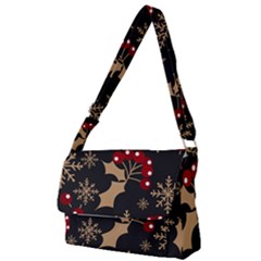 Christmas Pattern With Snowflakes Berries Full Print Messenger Bag (s) by pakminggu