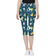 Cute Babies Toys Seamless Pattern Inside Out Lightweight Velour Capri Leggings  by pakminggu